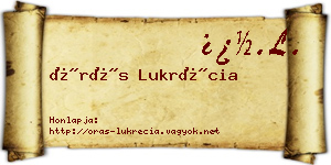 Órás Lukrécia névjegykártya